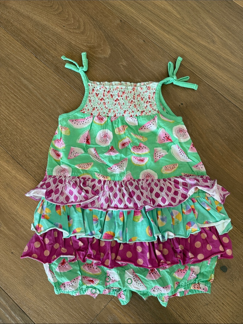 Matilda Jane Mint Green Watermelon Smocked Romper 18-24 months